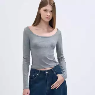 Withit Long Sleeve Top with Leather Patch เสื้อยืดแขนยาว - TPW04822
