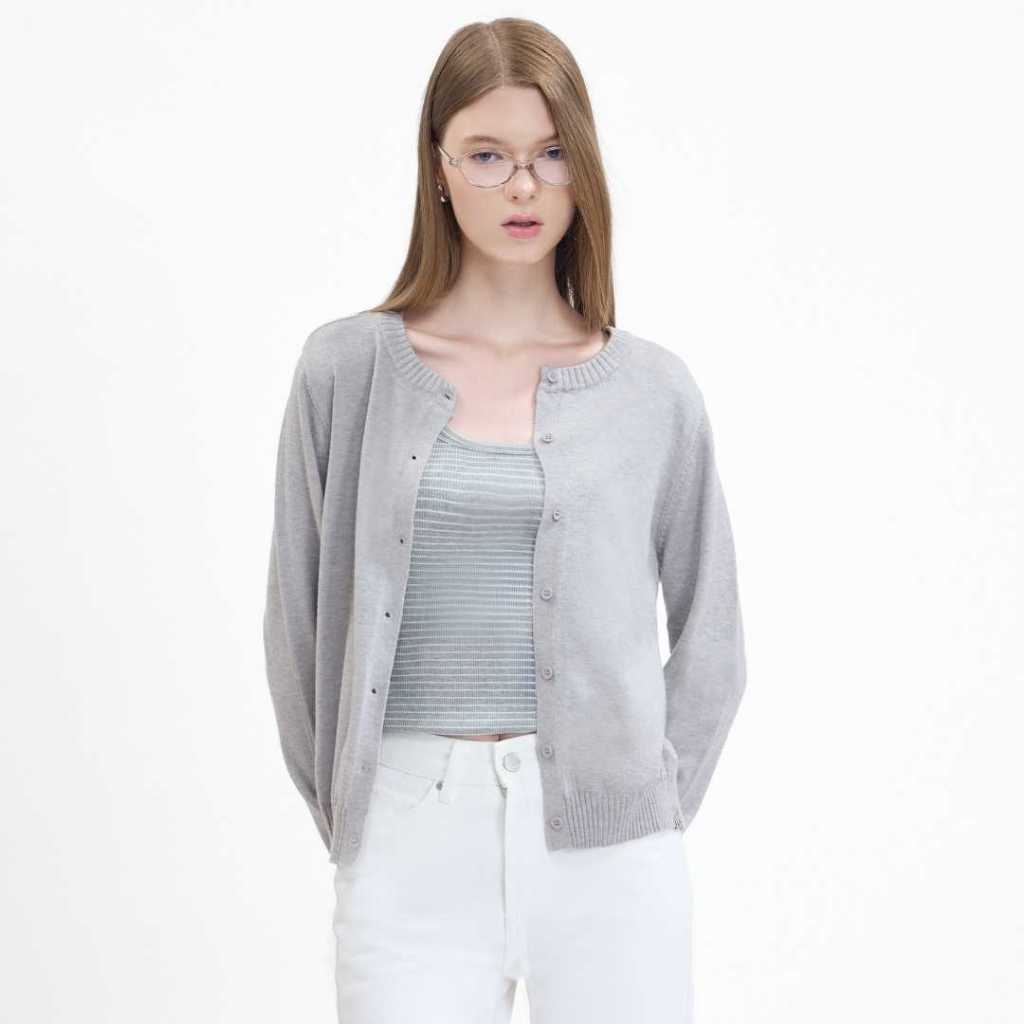 Withit Cardigan with Leather Patch คาร์ดิแกนสีพื้น - OTW20823