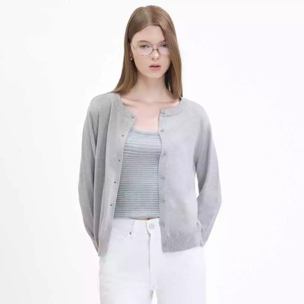 Withit Cardigan with Leather Patch คาร์ดิแกนสีพื้น - OTW20823