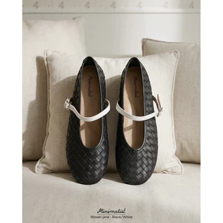 𝐌𝐈𝐍𝐈𝐌𝐀𝐋𝐈𝐒𝐓 รองเท้าคัทชูหนังลูกวัว รุ่น Woven jane หน้าเท้ากว้าง มีซัพพอร์ต ไม่กัดเท้า