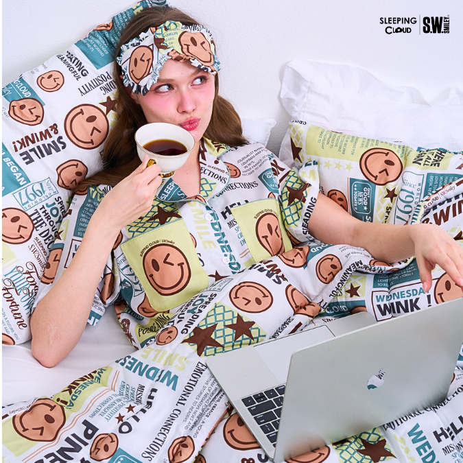 ชุดนอน SLEEPING CLOUD | ชุดนอน 100% LYOCELL ผ้านุ่ม เย็น ใส่สบาย : Newspaper  Wednesday