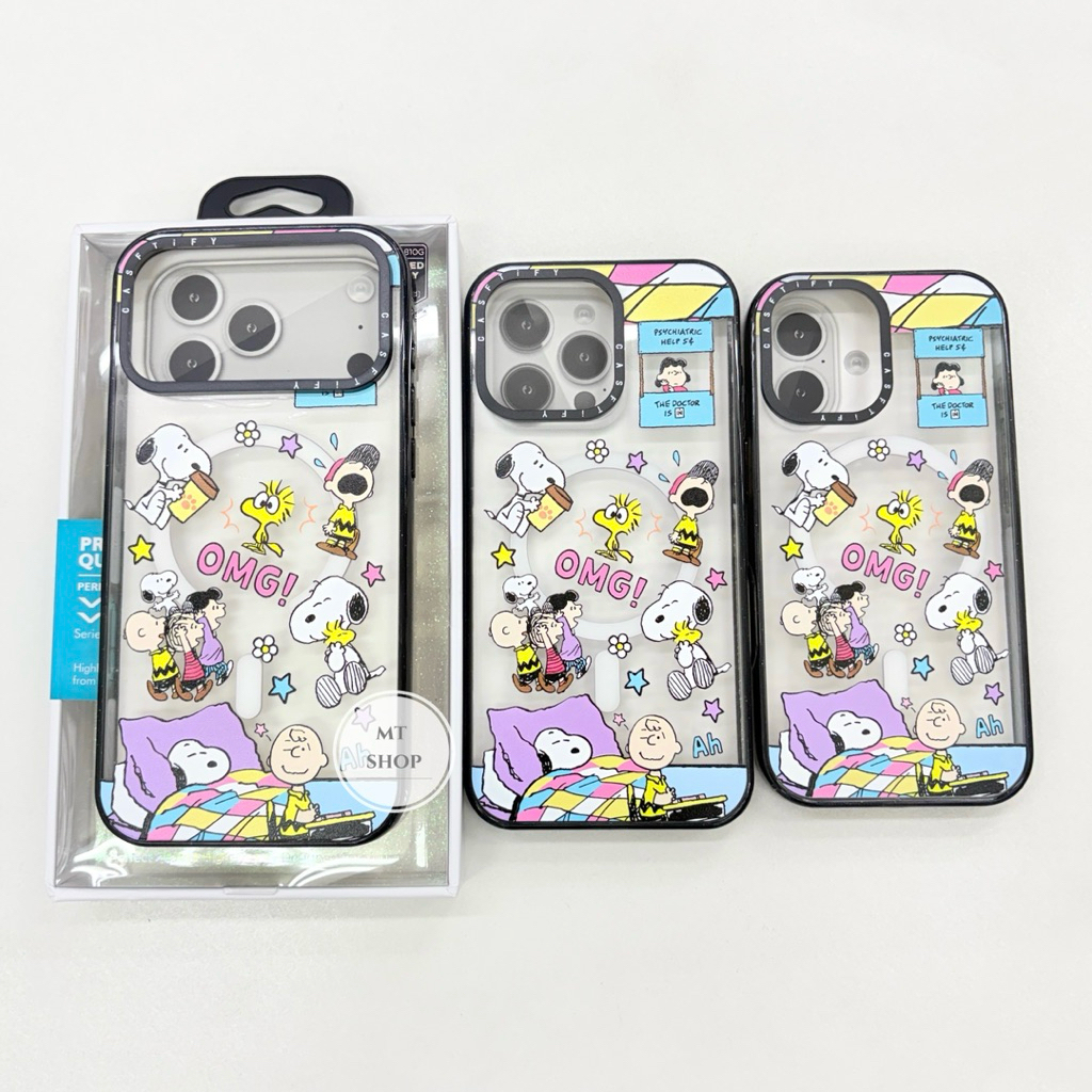 Caseเคสการ์ตูนสนูปี้ มีแม่เหล็กชาร์จ สำหรับไอโฟน 13/14 14ProMax 15 15ProMax 16ProMax 17 17Pro 17ProMax