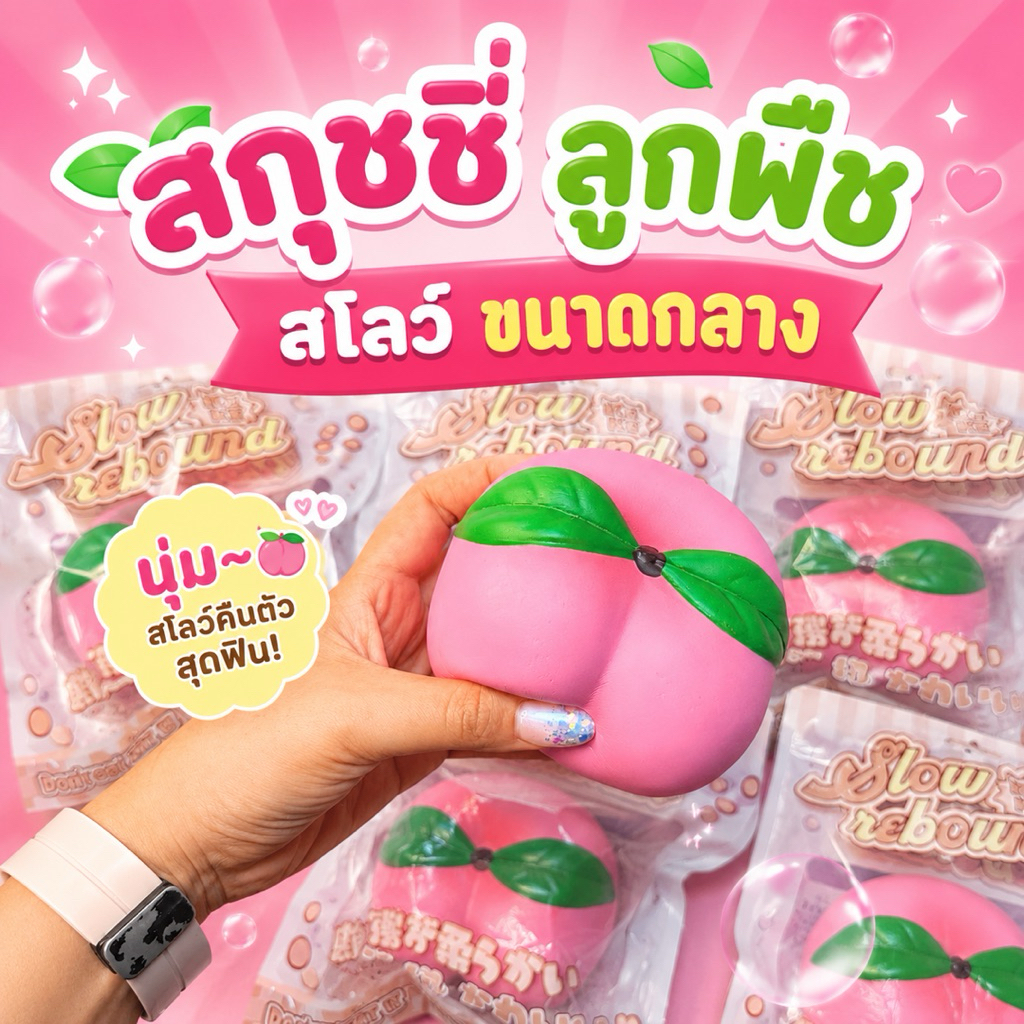พร้อมส่ง 🇹🇭 สกุชชี่ลูกพืชเเบบสโลว์ มีกลิ่นลูกพืชหอมมาก  ซาลาเปา ขนมปัง ของเล่นบีบสกุชชี่ แบบยืดหยุ่น ลดความรู้สึก