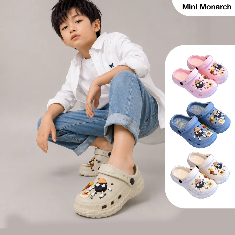 Mini Monarch รองเท้าแตะกันลื่น EVA กันลื่น ดีไซน์น่ารัก เหมาะสำหรับเด็ก 4-10 ปี
