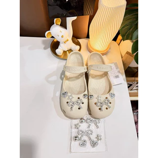รองเท้าCrocs ทรงบัลเลต์ สีครีมแท้เมคอินเวียดนาม ฟรีตัวติด!!!!