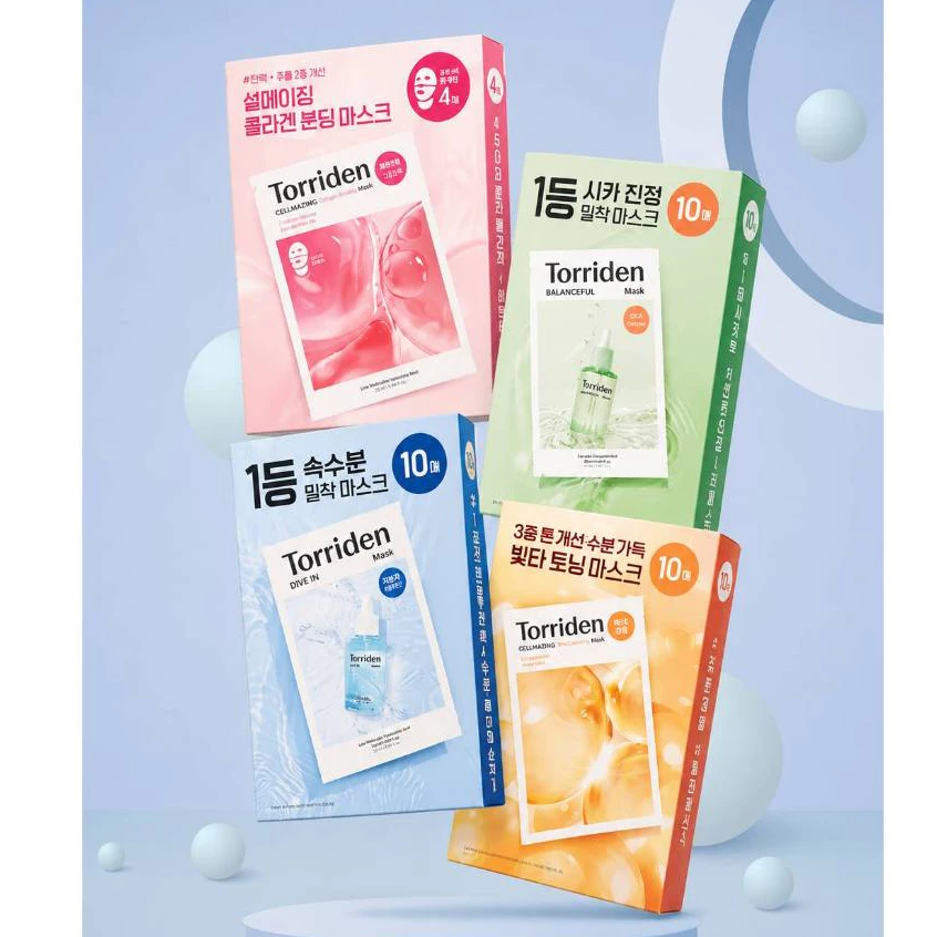 Torriden Mask Sheet ยกกล่อง 10 แผ่น - มาส์กเกาหลี มาส์กคอกรดไฮยาลูโรนิกเพื่อความชุ่มชื้น บํารุงผิว