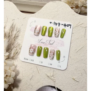 เล็บปลอมทรงสั้นสีลูกแก้วลายน่ารักมินิมอล FN147 5แถม1 ไซส์M ฟรีเซตกาว เล็บปลอมราคาส่ง เล็บปลอมติดไปเรียน