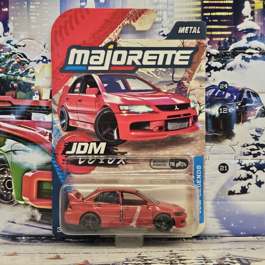 โมเดล รถของเล่น Majorette Mitsubishi Lancer Evo สีแดง ในแพ็ค รถสวยมาก