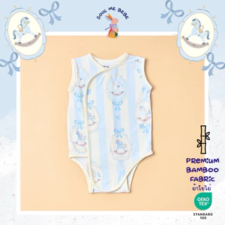 Soul me bebe/Premium Bamboo ผ้าดูด มี0-12m เด็กอ่อนแขนกุด Bebesuit Sleevelessใยไผ่สุดนิ่มลดอับชื้น