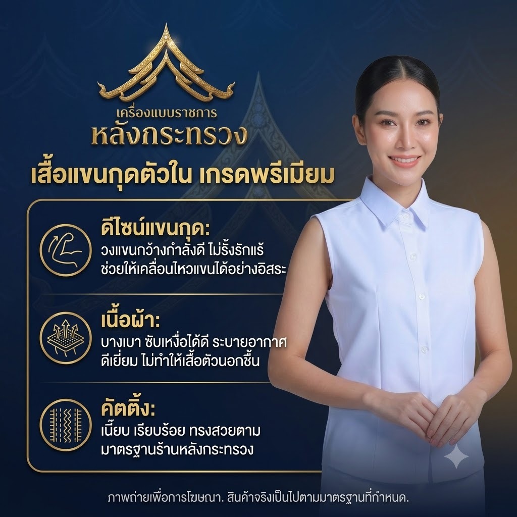 เสื้อแขนกุดสำหรับชุดปกติขาว