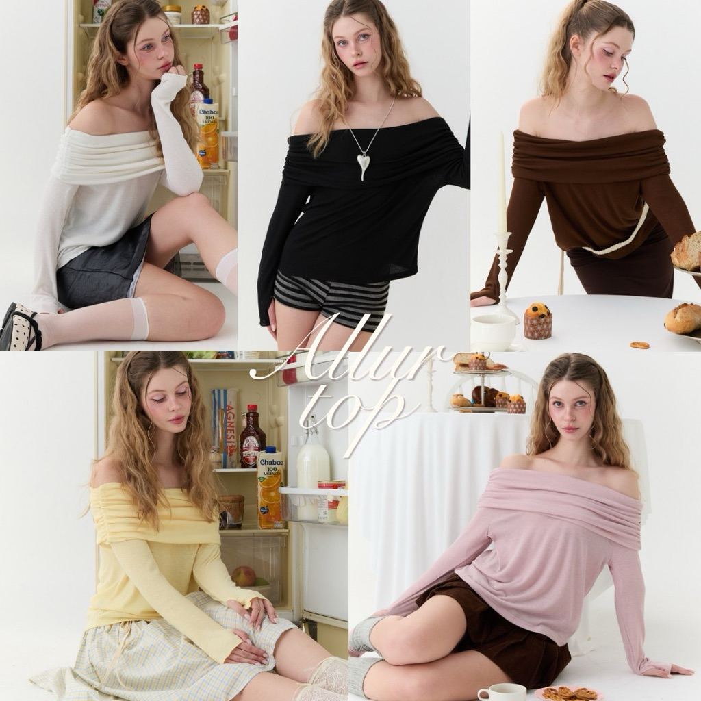 (3ไซส์5สี) Allure top เสื้อปาดไหล่ รุ่น T122 - Mesave