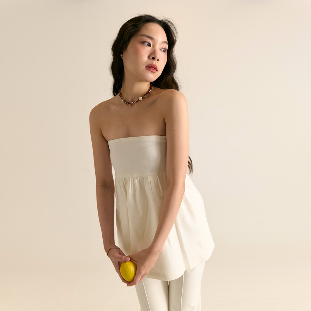 [OOO] Sipping Time Tube Top เกาะอกทรงสวย ผ้าลินินใส่สบาย ปริ้นท์ลายซิเนอเจอร์เฉพาะ OOO