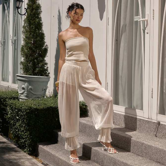 MISS MODERN - Como Balloon Pants กางเกงทรงบอลลูน เอวกลาง ผ้า semi-sheer ใส่ได้หลายโอกาส