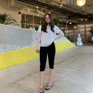 (พร้อมส่ง) Low waist capri pants รุ่นเอวต่ำ ผ้าหนาเก็บทรงตัวเดิม (Littlebitbyjj)