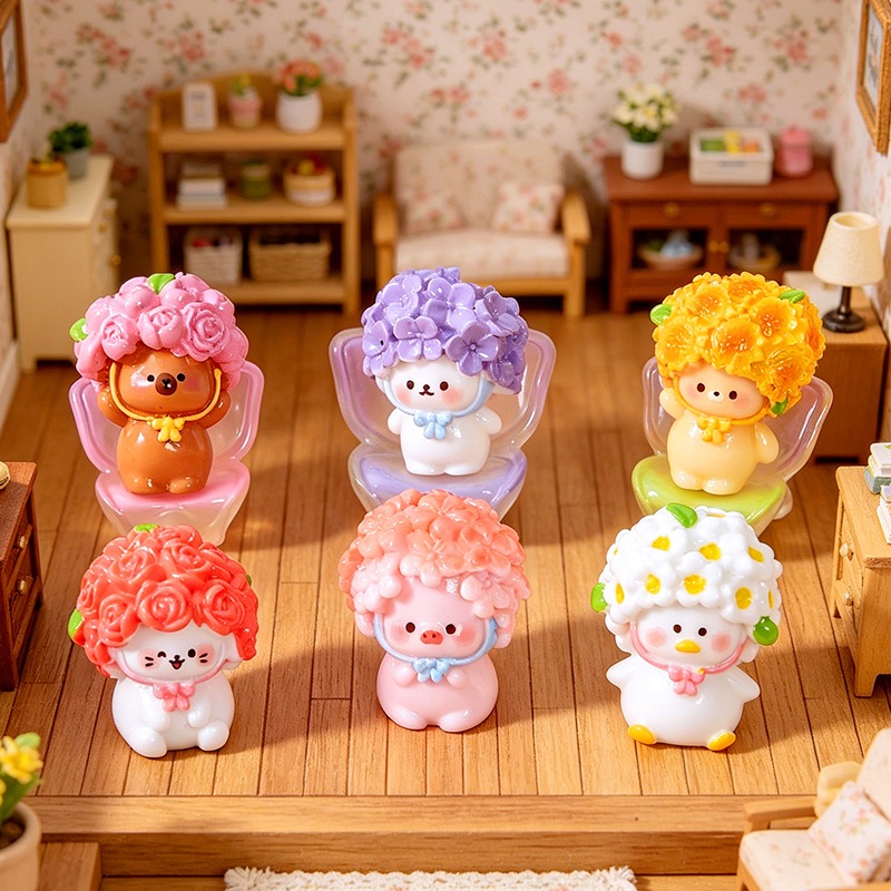 พร้อมส่ง ของตกแต่ง สะสม DIY ดอกไม้จิ๋ว (1 SET 6 ตัว)