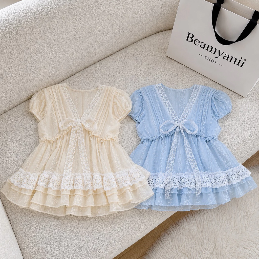 เสื้อแขนตุ๊กตา อก 32-38 แต่งฉลุโบว์หน้า ( Cookie )