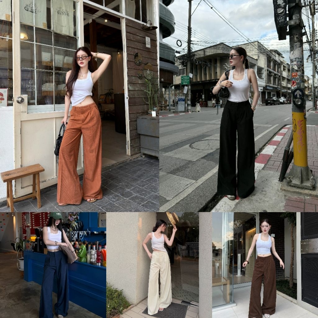 SUMMER PANTS กางเกงขากระบอกใหญ่ผ้าลูกฟูก