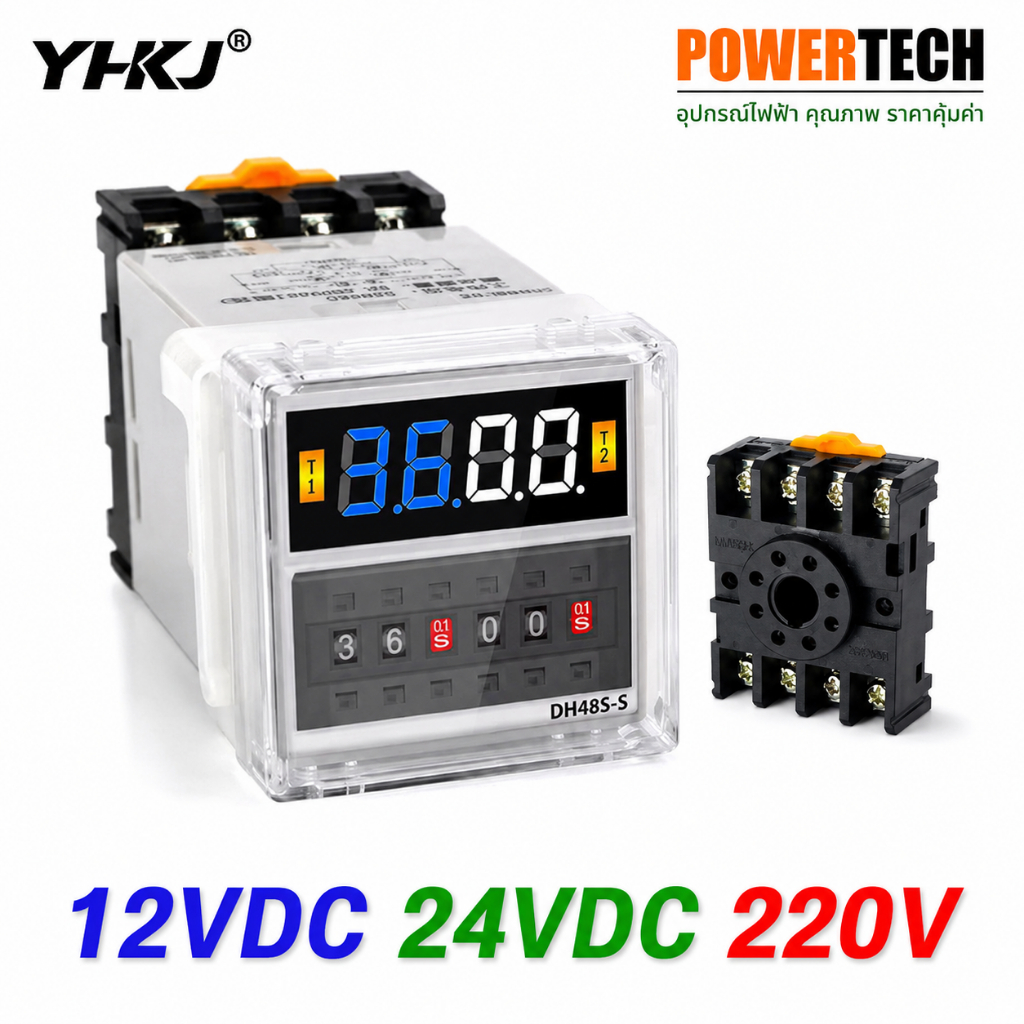 ทวิน ทามเมอร์ YHKJ DH48S -S (One Set Delay / No Loop) 12VDC / 24VDC / 220VAC DH48S-S