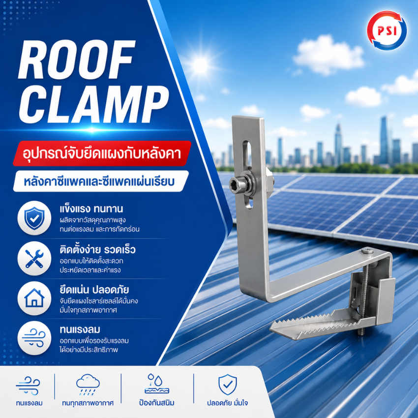 PSI (Roof Clamp/Roof Clamp-V/T Smart ) ชุดจับยึดหลังคา ติดตั้งแผงโซล่าเซลล์ แข็งแรง ทนทาน