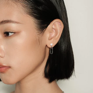 Bemet safety heart earring stud ต่างหูแป้นสแตนเลส