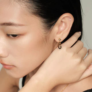Bemet safety heart earring stud ต่างหูแป้นสแตนเลส