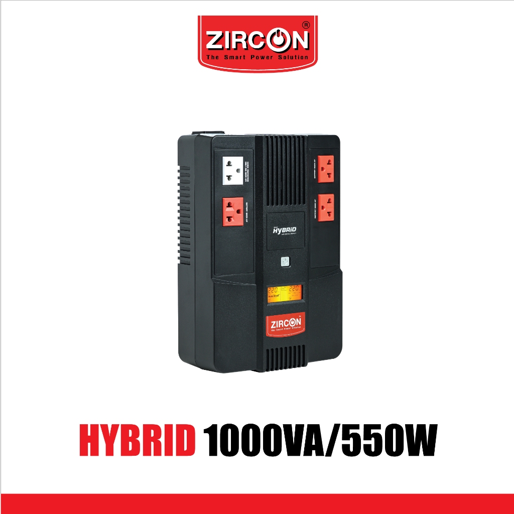 UPS 1000VA/550W HB-LCD ZIRCON (จอสีส้ม) เปลี่ยนแบตง่าย/แขวนผนังได้/ ของแท้เครื่องใหม่ ประกัน2ปี ONSITE