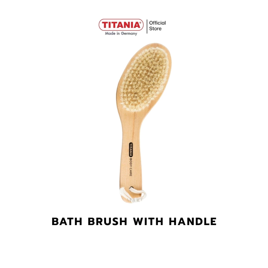 TITANIA แปรงขัดตัว แปรงอาบน้ำ แปรงขัดผิว ขนแปรงนุ่มพิเศษ ด้ามสั้น (Bath brush with handle) นำเข้าจากเยอรมันนี