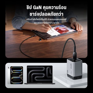iMI หัวชาร์จเร็ว GaN 45W 2พอร์ต USB+Type C พับขาได้ ชาร์จ PD ไม่ร้อน แถมฟรีสาย2in1 รองรับมือถือ แท็บเล็ต แล็ปท็อป