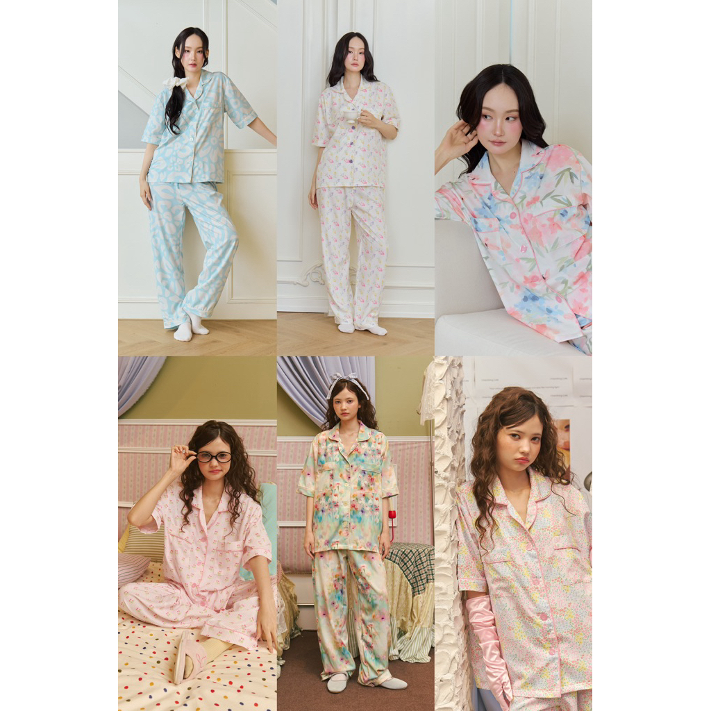 Aunchadabrand - Lune sleep ชุดนอนแขนสั้น-ขายาวผ้าใส่สบายไม่ร้อน ชุดนอนผู้หญิง ชุดนอนโนบรา