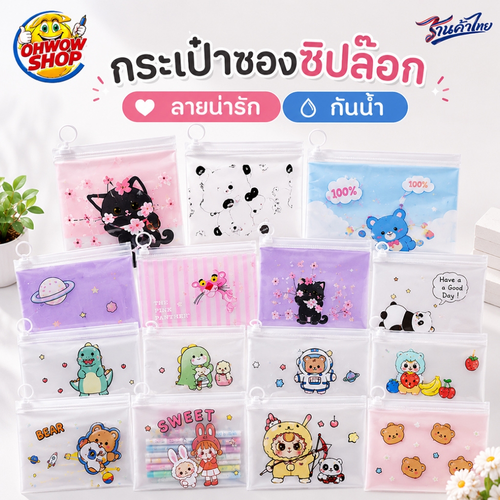 🔥ถูกที่สุด การันตี🔥กระเป๋าดินสอน่ารัก ซองซิปล็อค กระเป๋าซิปล็อค ✔️ พร้อมส่ง กระเป๋าใส่เครื่องเขียน