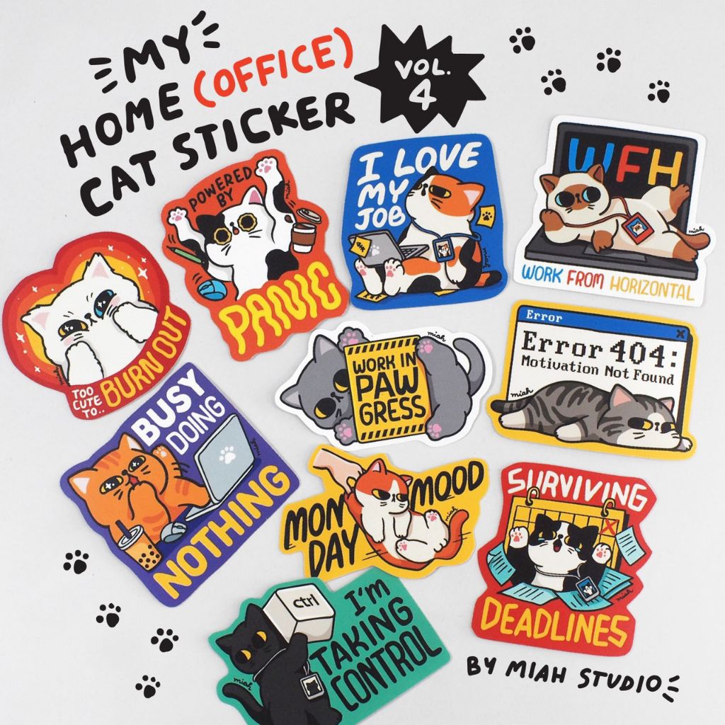💻พร้อมส่ง💻สติกเกอร์ My Home (office) Cat Vol. 4 : สมาคมคนรักงาน! by Miah Studio