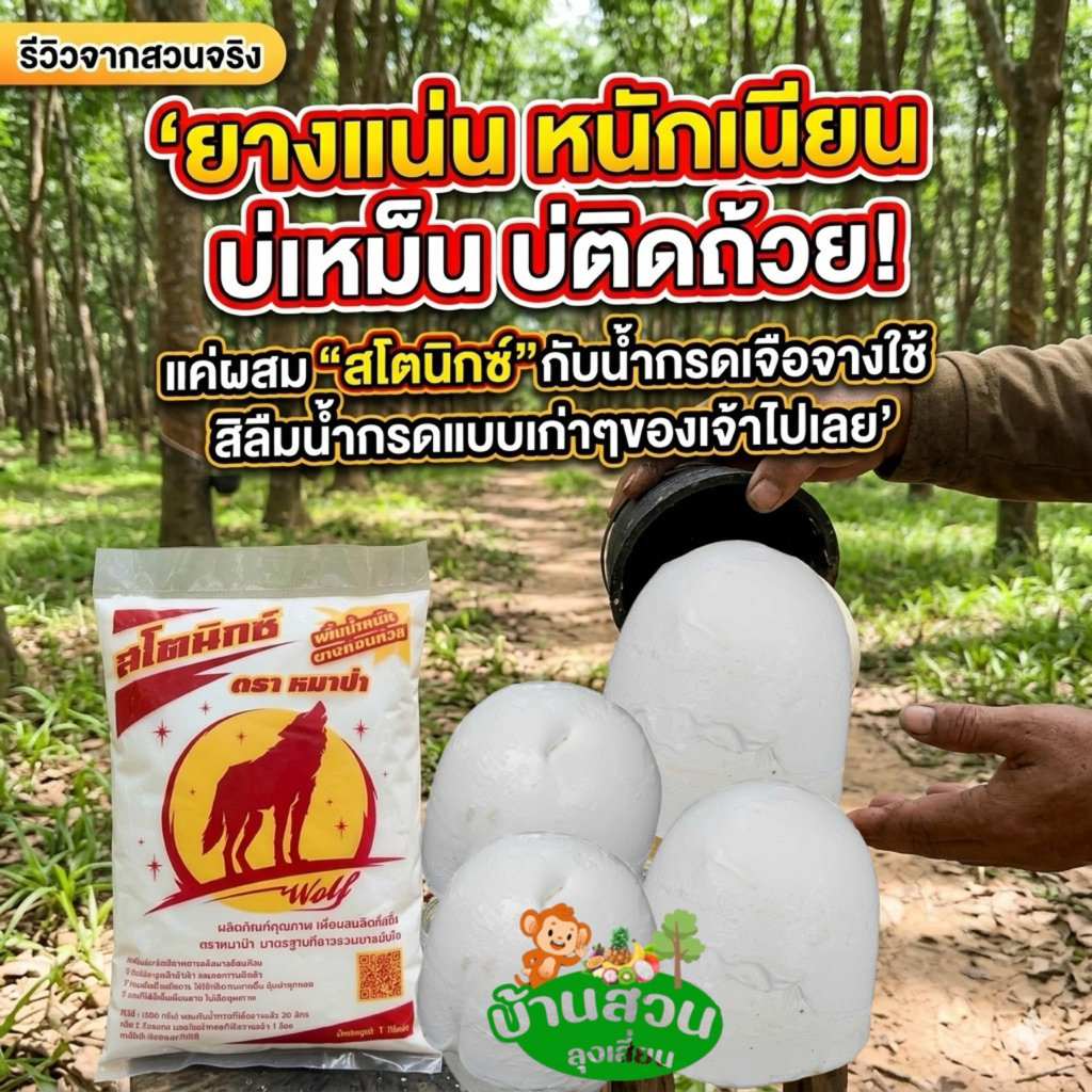 สโตนิกซ์ ตราหมาป่าผสมกรดไม่ตกตะกอน ลดปัญหายางติดถ้วย แกะยาก ยางบวมยางฝ่อ ยางแน่นๆน้ำหนักดี ขนาด 1 กก.