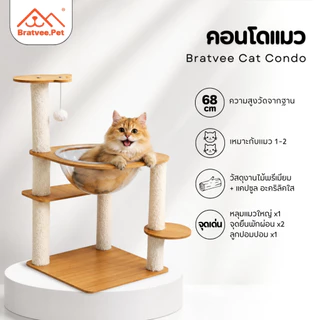 [Bratvee] Cat Condo คอนโดแมว มีหลุมอวกาศ ที่ลับเล็บ คอนโดแมว ขนาดกระทัดรัด สำหรับแมว 1-2 ตัว