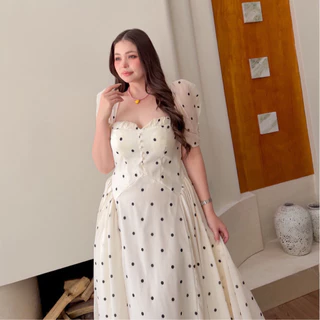 Lady M | Mon Cherie Dress plussize เดรสยาวลายจุด ลุคเจ้าหญิง ลุกคุณหนู สาวอวบ พลัสไซส์ Everydaylook ใส่ออกเดท ปาร์ตี้