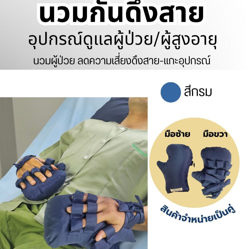 นวมกันดึงสาย | นวมผู้ป่วย ลดดึงสาย ลดแกะอุปกรณ์ ไม่ต้องมัด ปลอดภัยสำหรับผู้ป่วยติดเตียง