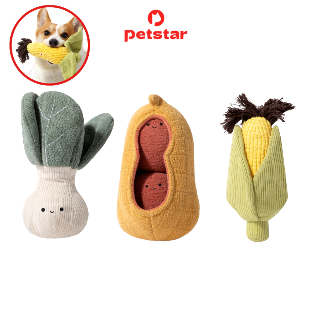 Petstar ของเล่นสุนัข มีเสียง ของเล่นสัตว์เลี้ยง 3 ชิ้น Dog vegetable toy set วัสดุนุ่มปลอดภัย คุณภาพดี ทนทาน
