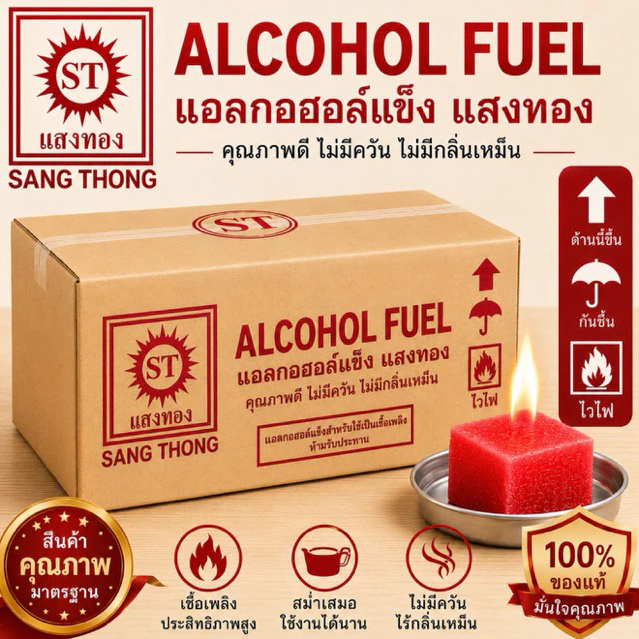 📦ขายยกลัง ST แอลกอฮอล์ก้อนจุดไฟ 500ก้อน/10ถุง