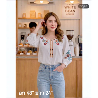 🛍️ เสื้องานปัก โบฮีเมียน 🧥 อก 44-48” ยาว 23.5-24“ (ขนาดจะอยู่ที่ด้านล่างของรูปค่า) เนื้อดี ไม่ร้อน ทรงสวย สาวอวบใส่ได้