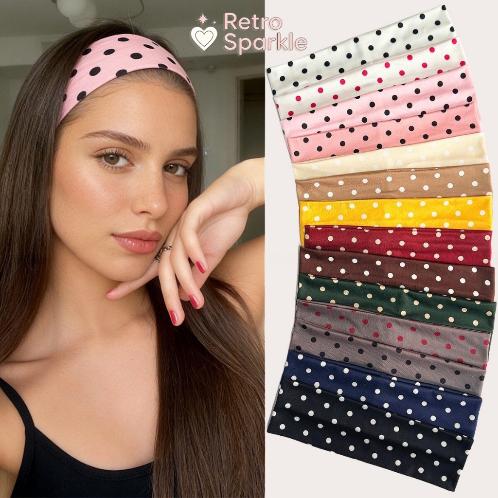 ผ้าคาดผม Headband ลายจุด ใส่สบาย ins เหมาะสำหรับใส่เล่นกีฬา โยคะ ฟิตเนส แฟชั่นสำหรับผู้หญิง สวมใส่ได้ทุกวัน
