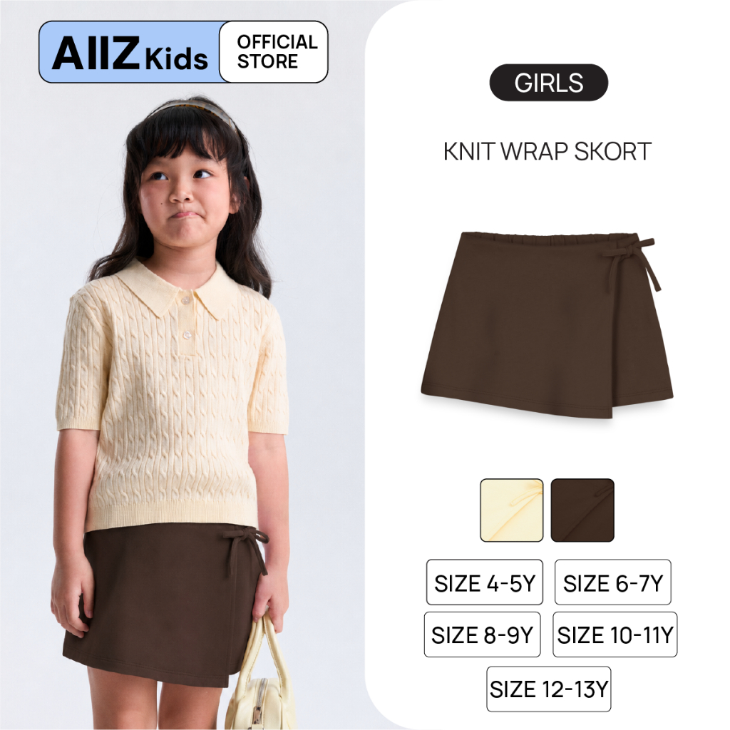 AIIZ (เอ ทู แซด) - AIIZ กางเกงกระโปรงเด็กผู้หญิงทรงป้าย AIIZ Girl's Knit Wrap Skort