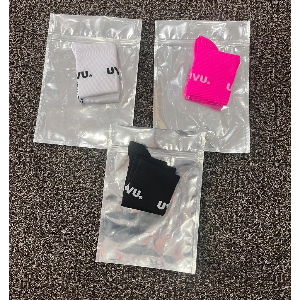(ไม่ใช่ของขวัญ)พร้อมส่ง!! UVU Running Sock (Black/White/Pink)ถุงเท้ากีฬา ถุงเท้าขายาว