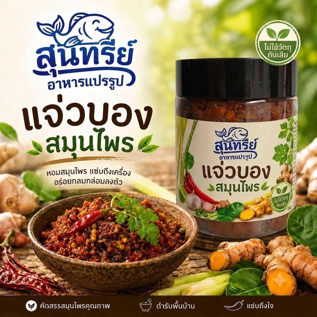 แจ่วบองสมุนไพรแบบสุกใส่กระปุกปริมาณ200กรัม