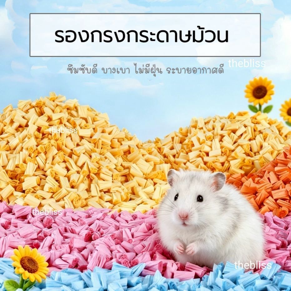 [thebliss] รองกรงกระดาษม้วน ฟู บางเบา ระบายอากาศดี ซึมซับดี สำหรับแฮมสเตอร์ แม่นแคระ