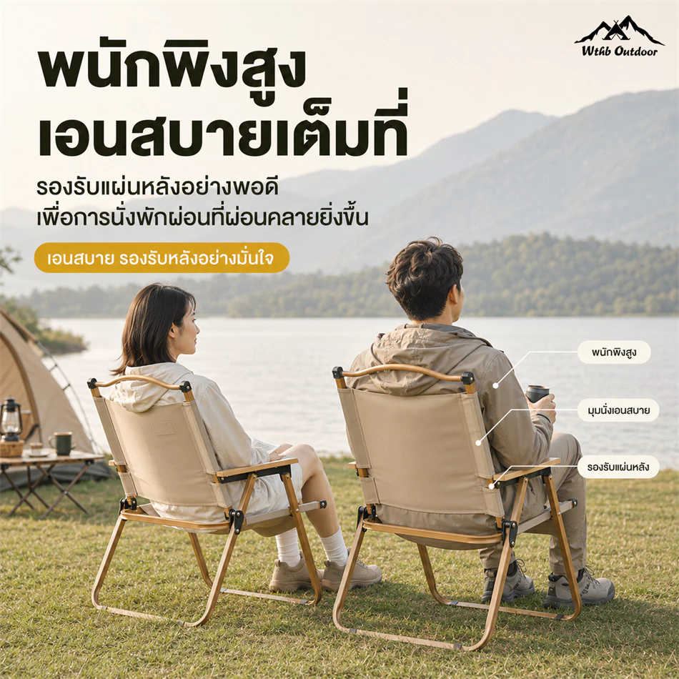 เก้าอี้แคมป์ปิ้งพับได้ ขาอลูมิเนียม รับน้ำหนัก 300kg thumbnail 6