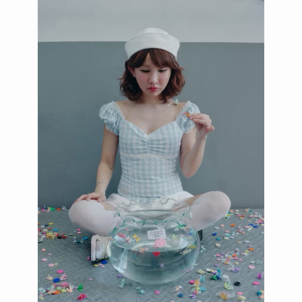 ส่งต่อไซส์ L STYLIST x Brinkkty -Stylist-Blouses-Luna-007 - เสื้อปาดไหล่แขนตุ๊กตา
