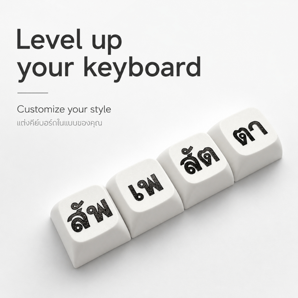 คีย์แคปแต่งคีย์บอร์ด ข้อความไทยแนวกวน ๆ สัพ-เพ-สัต-ตา 4 ปุ่ม สำหรับ Mechanical Keyboard