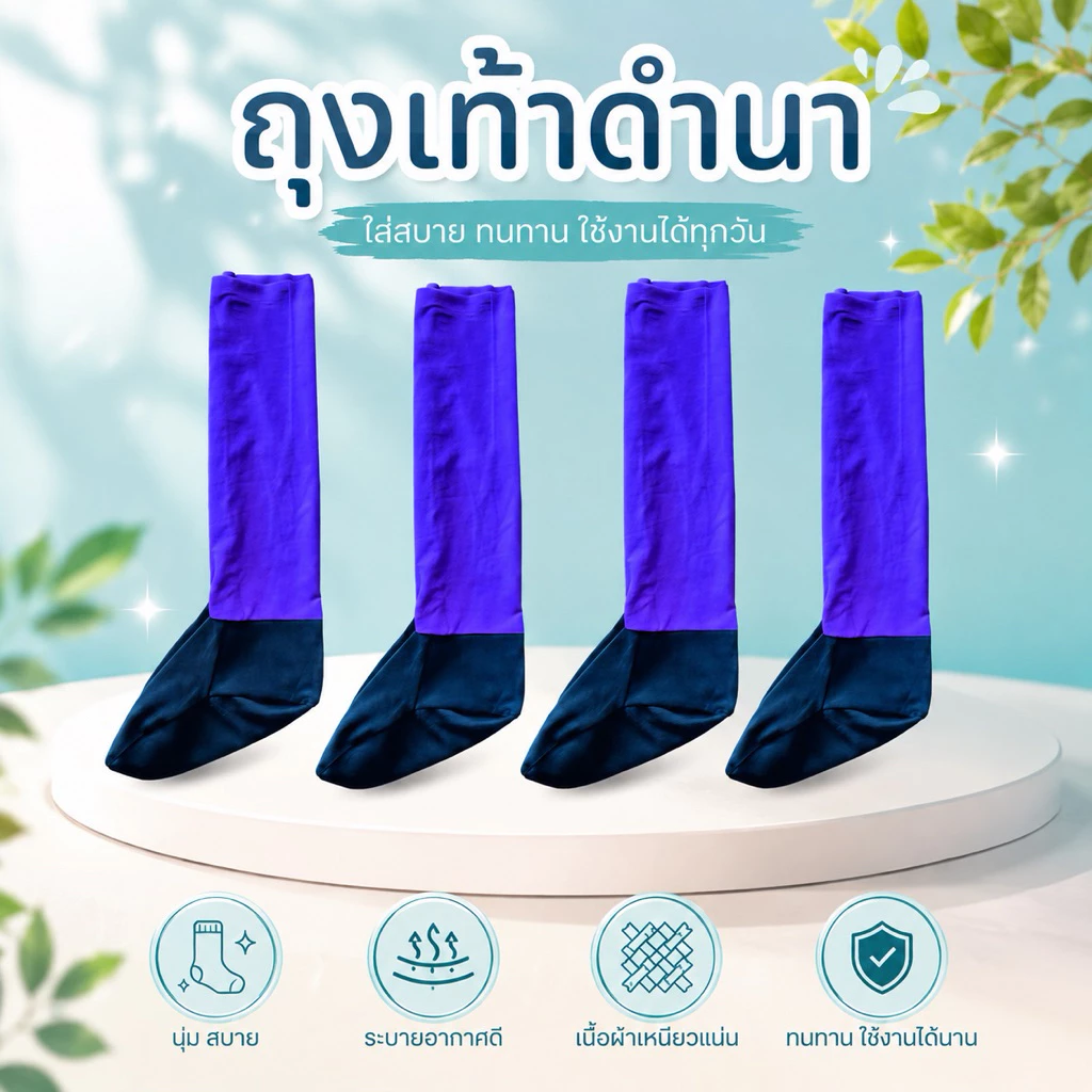 ถุงเท้าตีนเป็ด_แพค10ใส่ลงนากันหอย_คุณภาพดี