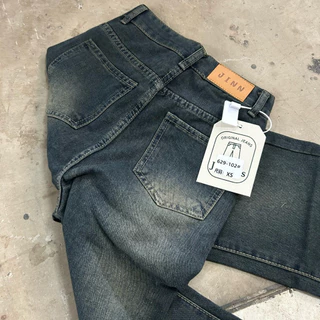 #629 (XS-6XL) jinjeans กางเกงยีนส์ขาม้าผ้าไม่ยืด ไซส์ใหญ่เอวสูง