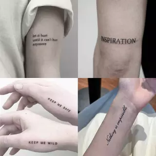 ส่งCOD📦【Kate Magic Tattoo】สติกเกอร์รอยสักชั่วคราว ลายภาษาอังกฤษ ขนาดเล็ก กันน้ํา 15 วัน ไม่หลุดง่าย
