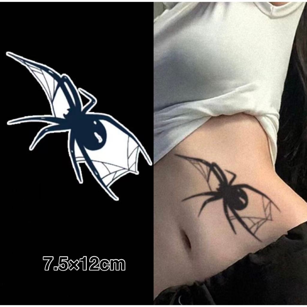 CODทั่วไทย 【Magic Tattoo】สติกเกอร์รอยสักสมุนไพร ลายแมงมุมสไตล์ดาร์ก ดีไซน์เซ็กซี่ กันน้ำ ติดทน2สัปดาห์